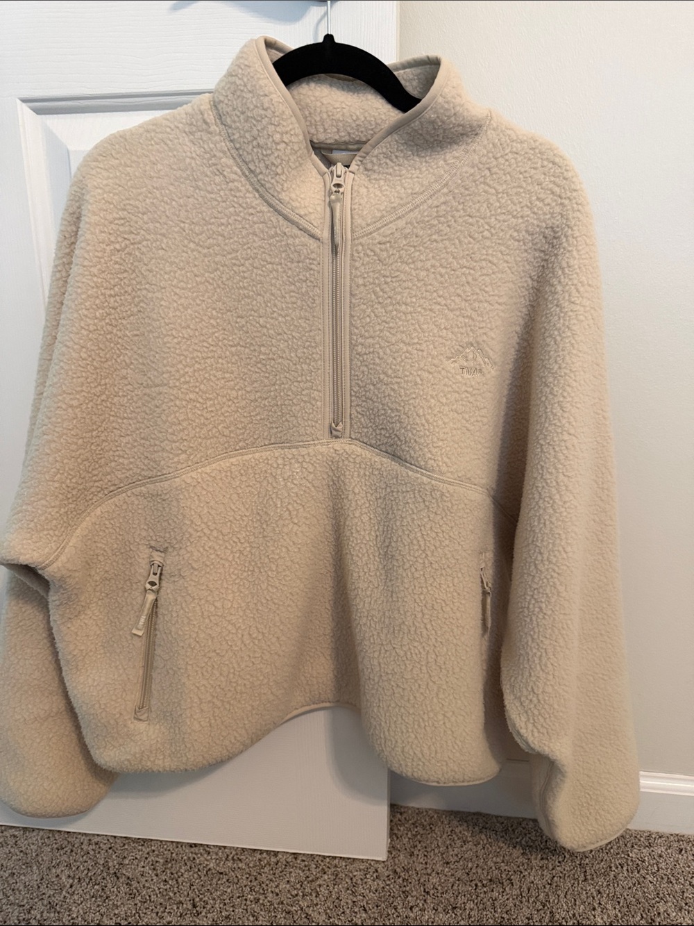 Aritzia Cream Sherpa Half-Zip Pullover